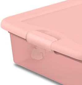 Sterilite 8 Pack Wheeled Under Bed Storage Container, 56 Qt Plastic Bin w/Latching Lid for Organization - Clothes & Shoes Organizer, Pearl Blush Tint
