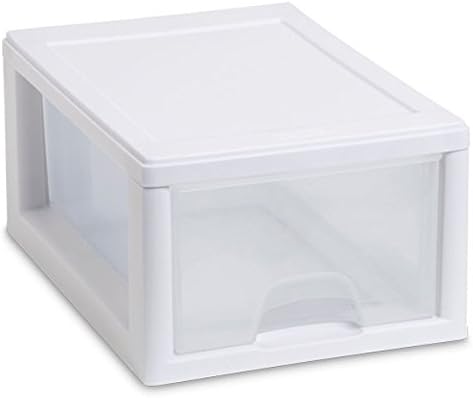 Sterilite 20518006 6 Quart/5.7 Liter Stacking Drawer, White Frame with Clear Drawer,(pack of 6)
