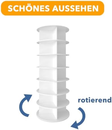 7 Tier Rotating Shoe Rack Tower, Spinning Shoe Display Lazy Susan, Revolving 360 Shoe Rack Storage Round Carousel, Vertical Handbag Rotate Shoes Closet Organization (7-Tier White)