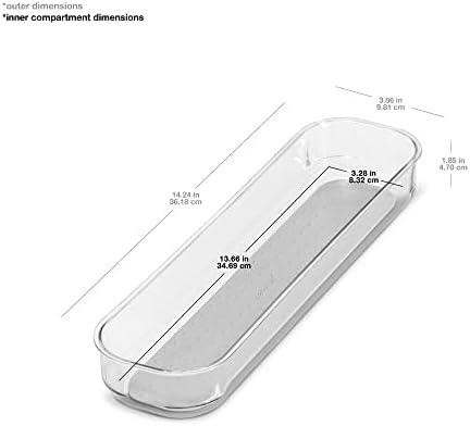 madesmart Antimicrobial 14 x 4 Clear Soft Grip Bin, 14" x 4", Light Grey