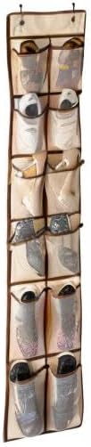 KEEPJOY Over The Door Shoe Organizer,Hanging Shoe Organizer 12 Mesh Pockets Shoe Organizer for Closet,Works Well for Men and Woman Kids Shoes Storage, 57.5Ă12.6inch(Beige)