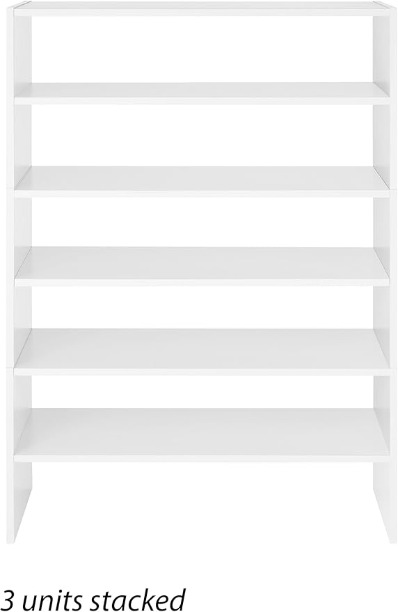 Whitmor Stackable 31" Extra Wide 2-Shelf Storage Organizer, White,2 Pack