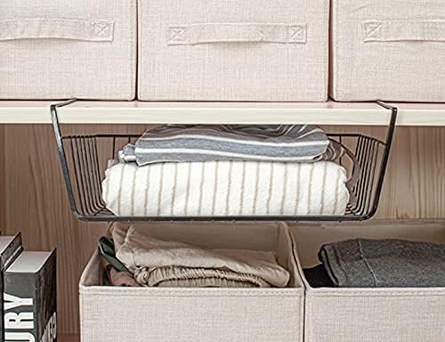 2 Pack Black Under Shelf Wire Basket