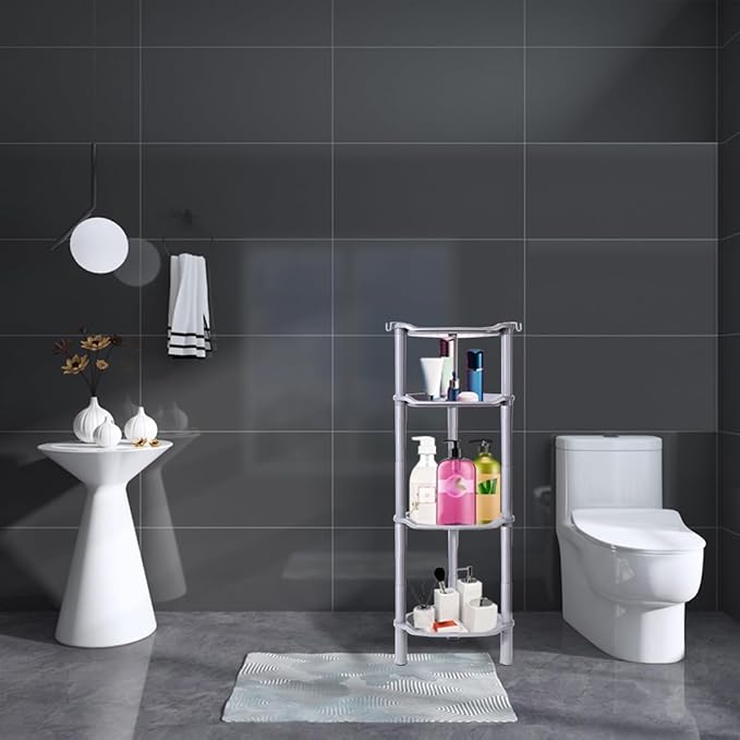 4 Tier Shower Caddy Corner, Plastic Shower Shelf Organizer for Inside Bathroom