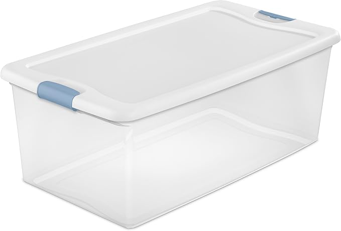 8-Pack Latching Box, Under Bed Storage Bins with Lids, Clear Plastic, 106 Quart