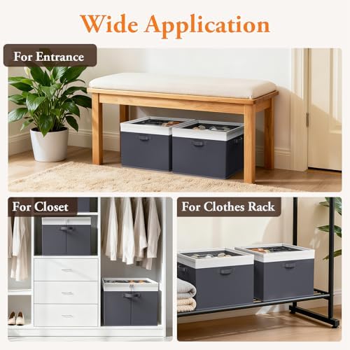 Shoe Organizer for Closet - 2 Packs Hold up to 32 Pairs, Gray