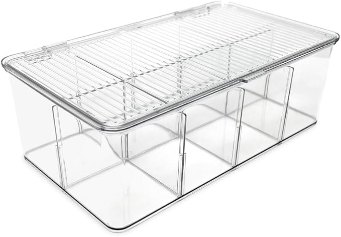 Isaac Jacobs Divided Clear Plastic Organizer (10.88" x 6.63" x 3.75") w/Hinged