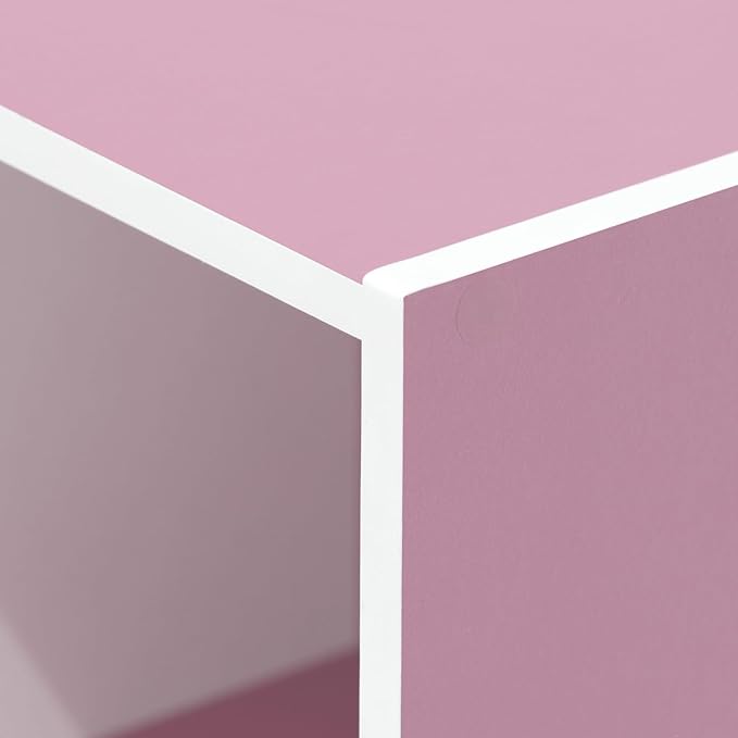 Furinno LUDER Book Shelf, 3-Cube Bookshelf, White/Pink