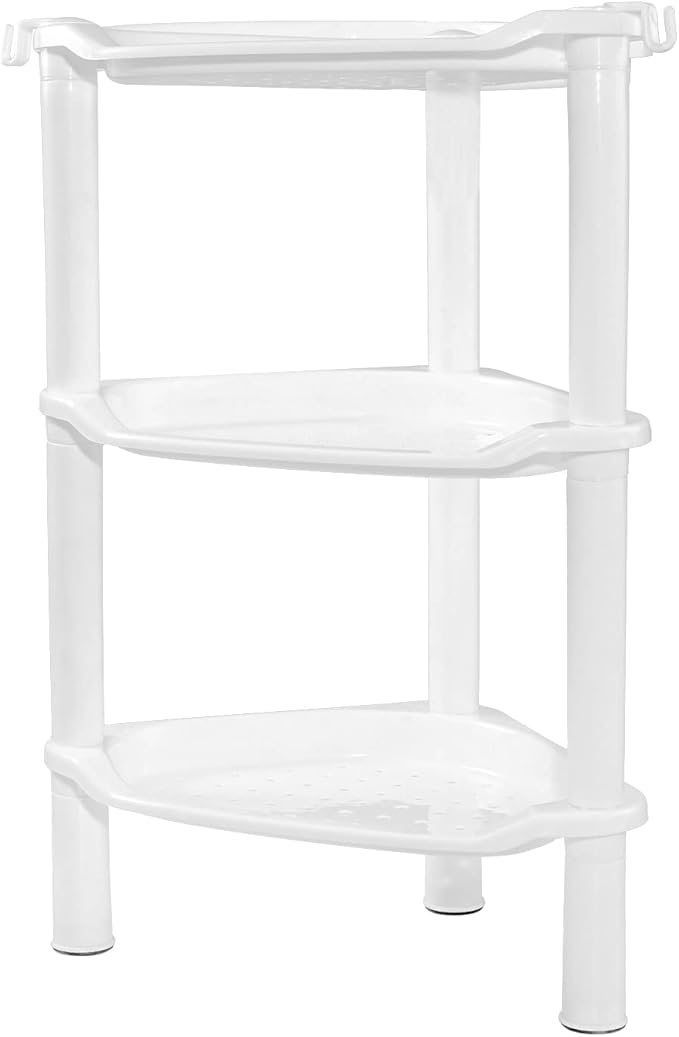 3 Tier Shower Caddy Organizer Shelf Corner, Round Slot White 3 Tier