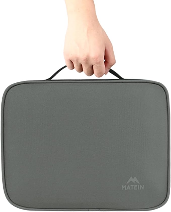MATEIN Cord Organizer Bag, Travel Universal Cable Organizer Case Sturdy Accessories Pouch with Handle, Medium Electronic Carrying Bag for Cable, Grey