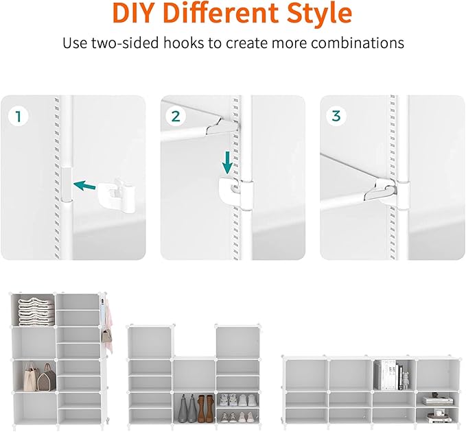 AWTATOS 6 Cube Closet Organizer Storage Shelves Portable Clothes Organizers and Storage Stackable Cubby Shelving for Closet Bedroom Living Room Office White