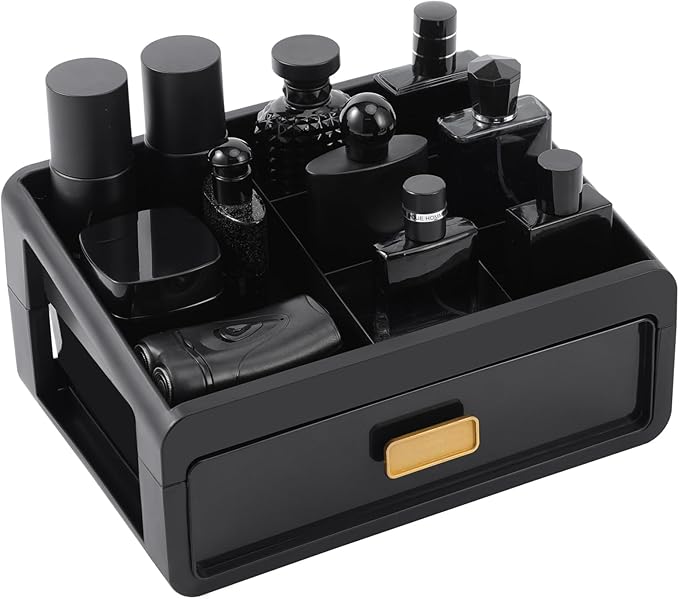 EHORIA Organizer For Men,Bathroom Organizers,Cologne Organizer,Dresser Organizers,Bathroom Sink Organizer,Counter Storage,Cologne Stand,Drawer Perfume Display Holder,Gifts for Mens(BLACK)