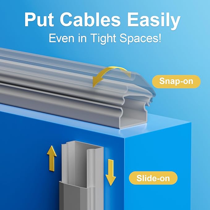 TV Cord Hider, 42In Large Cable Hider Grey, Wire Covers for 4 Cords