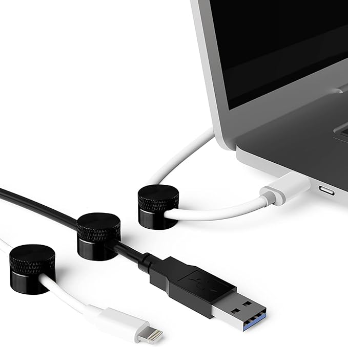 3PCS Premium Cord Holder for Nightstand, Computer Cord Organizer for Desk, Appliance Cord Organizers, Stick-On Cable Clip for Charger, Laptop, USB, Headphones, Wire Management Set, Black