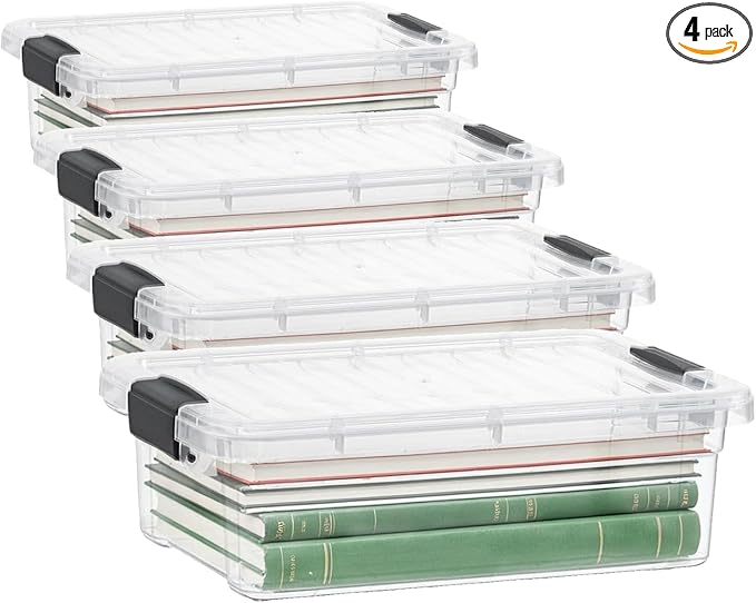 6.25 Quart Clear Plastic Storage Bin with Lid, Non-Toxic, BPA Free, Odor Free
