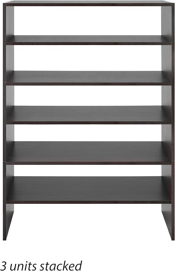Whitmor Stackable 31" Extra Wide 2-Shelf Storage Organizer, Espresso,2 Pack