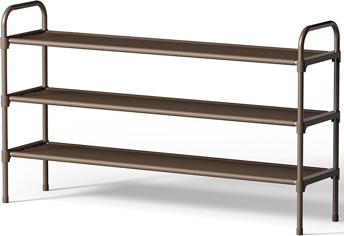 Extra-Long Shoe Rack for Closet, Shoe Organizer for Front Door Entrance, Brown