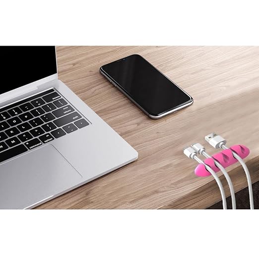 PERFORMORE 16 Pack of Cable Clips Cord Organizer, Pink Self-Adhesive Cord Holders for Cable Management, Multipurpose Wire Charger Organizer Clips for Home, Office, Car, and Desks