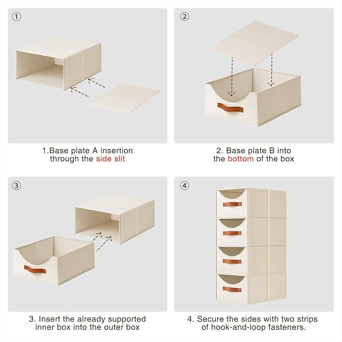 Homsorout Large Closet Storage Bins with Drawer, Fabric Bins for Organization, Collapsible Storage Drawers Organizer for Bedroom, Living Room, 8 Pack, Beige