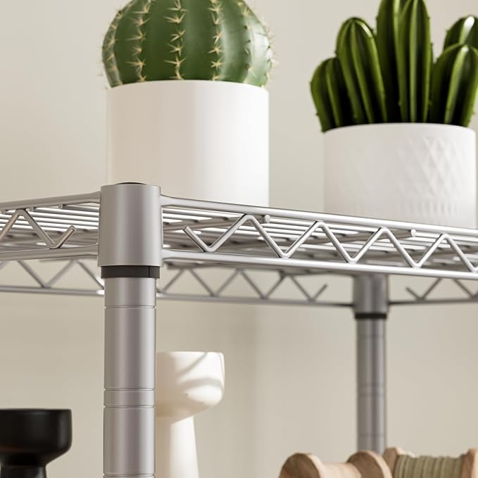 Golpart 5 tire Shelves Storage Wire Shelving Unit Metal Shelf Adjustable Organizers Storage Shelving for Bathroom Laundry Room Kitchen Pantry12”D x 22”W x 69”H Silver
