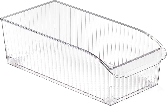 BINO | Plastic Storage Bins with Wheels, Small | THE ROLLER COLLECTION | Clear Storage Bins for Organization | Clear Containers for Pantry | Fridge & Freezer Organizer Bin Cabinet & Pantry Organizers
