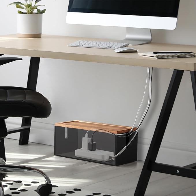 Large Wood Cable Management Box, Cable Organizer Box