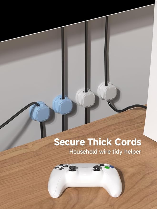 9 Pack Cord Organizer, Spring Cable Management, 9-Pack White_Blue