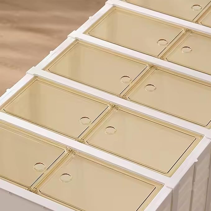 6 Tier Easy Assembly Collapsible Shoe Cabinet Foldable Shoe Organizer Stackable Shoe Storage Box with Clear Door for Front Door Entrance 12Pairs
