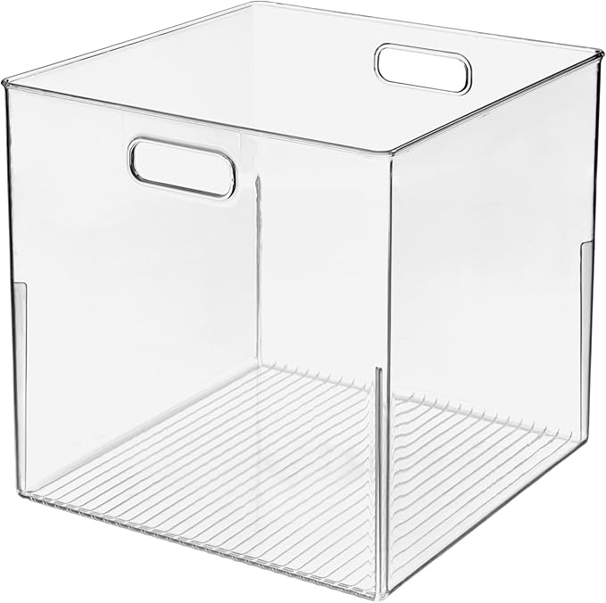 iDesign Pantry Storage Bin, Large Cube Organizer for Cabinet or Fridge, Set of 2, Clear, Made in USA