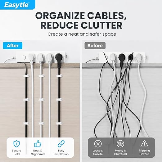 Cable Clips Nail in Cable Clips 100 Pcs 8mm Flat Ethernet Cable Wall Clips Cable Tacks Coax Cable Clip Speaker Wire Clips Cable Nails for Cords Cat5/Cat5e/Cat6/Cat7 RJ45 Cord Clips