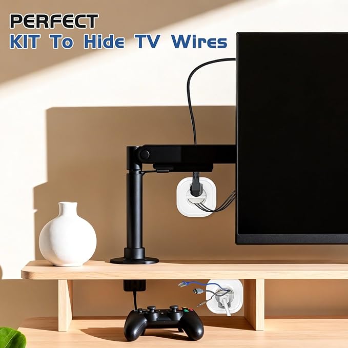 in wall Cable Management kit W/Hole Saw & Drill Template Power & Low Voltage Wire Cable Management Box Safe Fire-Resistanttv Cable Hider wall kit for Wall Mounted TV Home Theater