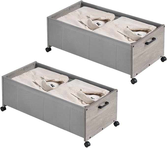 Under Bed Storage with Wheels, Bigger Size, Under Bed Drawers Heavy Duty