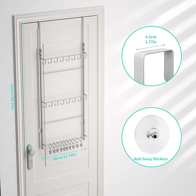 HapiRm Over Door Hat Rack - 3 Tier Wall Mounted Hat Organizer with 16 Hooks and 10 Movable Clips, Cap Hanger Storage up to 26 Caps for Door, Bedroom, Closet USPTO Patent Pending(Silver)