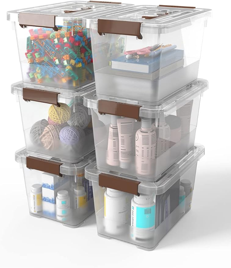 6-Pack Clear 7 Quart Storage Latch Box/Bins