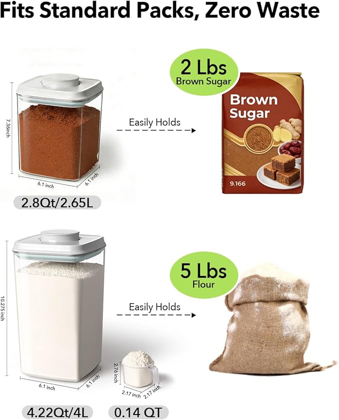 Airtight Food Storage Container with One-Touch Lid, 2.8 QT / 2.65 L Stackable BPA-Free PET for Coffee, Sugar, Spices & Pantry Organization.