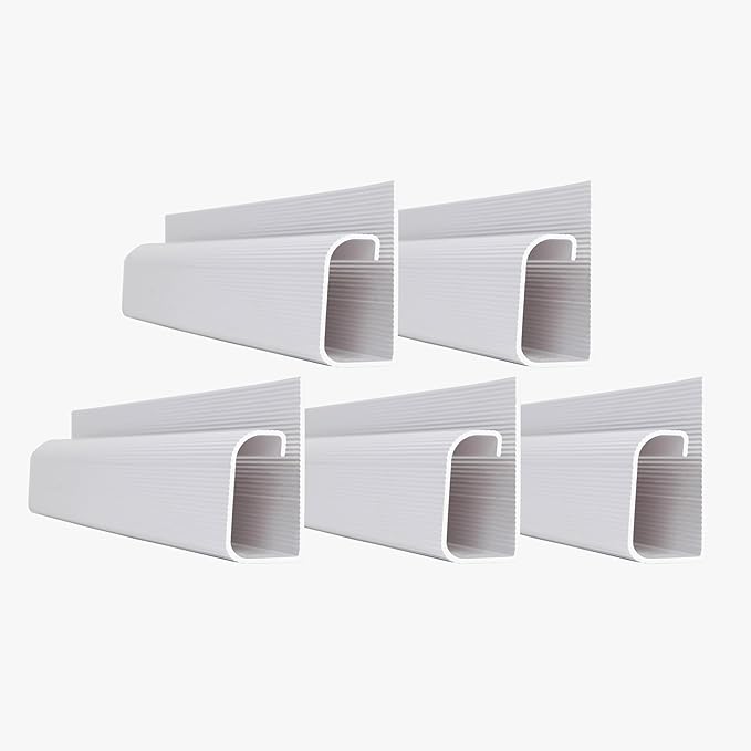 Simple Cord 5 Pack of 16-Inch J Channel Cable Management Under Desk - Easy to Install Adhesive Mount Cord Organizer for Desk, Home Office, No-Drill Wall Cable Organizer (White)