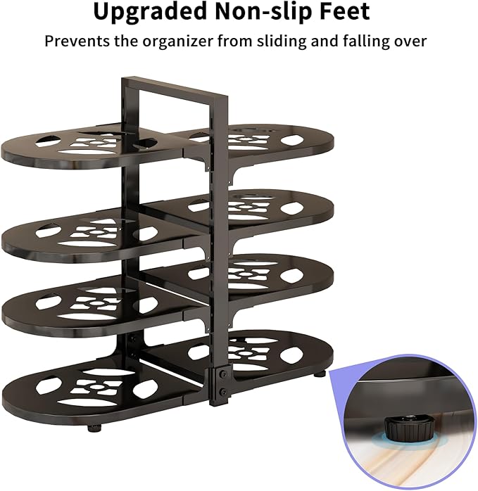 Adjustable Heavy Duty Pots and Pans Organizer Under Cabinet, Black