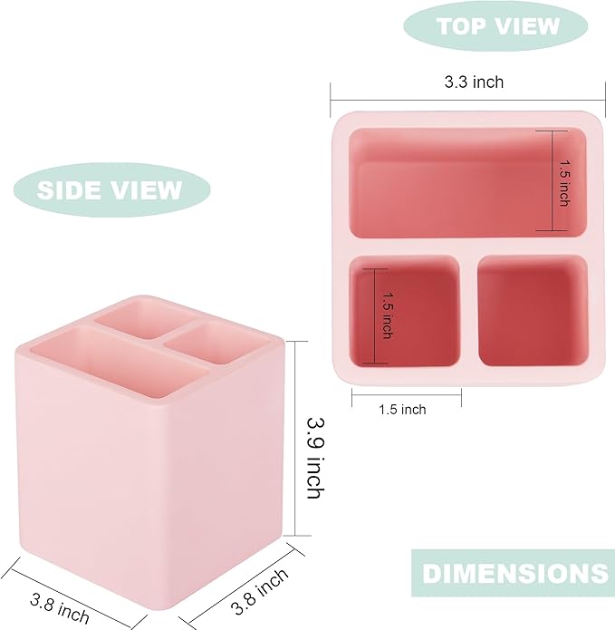 Diatomite Toothbrush Holders for Bathrooms, Electric Toothbrush and Toothpaste Holder 3 Slots Tooth Brush Organizer for Bathroom Countertop, Shower, Vanity - Blush Pink