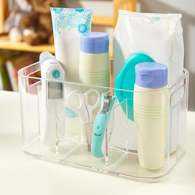 Bliss 5-Compartment Plastic Cosmetics Storage Organizer, Clear