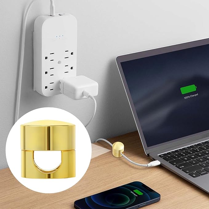 SmallCat 10 Sets Charger Holders for Cords, Gold Color Adjustable Cable Anchor Holders, Adhesive Metal Cord Clips, Cable Management Wire Organizers for Desk, Office, Nightstand