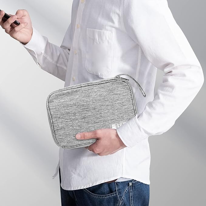 Electronics Organizer Travel Case, Electronic Accessories Storage Bag, Grey