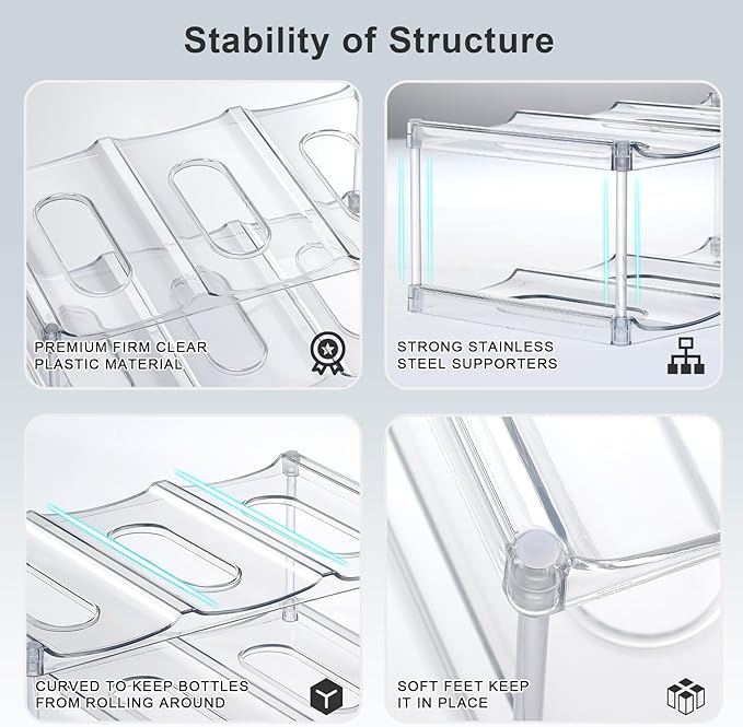 Design for Stanley 40 OZ & Large Bottles & Tumblers with Handle - Acrylic Water Bottle Organizer - Stackable Clear Wine Rack Cup Holder for Home Kitchen Pantry Shelf Countertop Cabinet, 3 Tier Hold 12