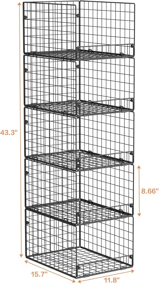 5-Tier Stackable Closet Storage Baskets, Closet Organizers and Storage Shelves