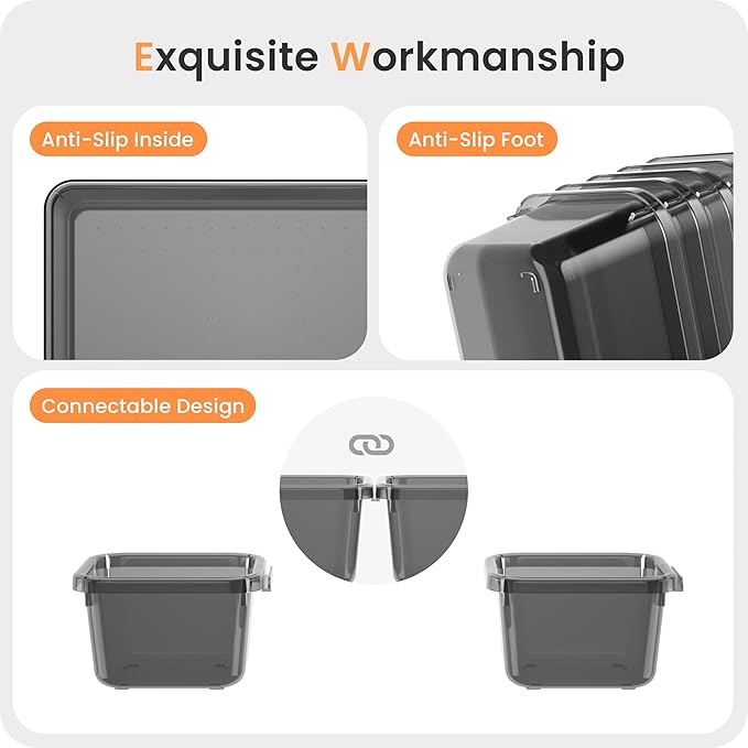 A-LuGei 【Military Grade Drawer Organizer, 【𝟱𝗦𝗶𝘇𝗲】 Makeup organizer, 【Holds 177 Items】 Bathroom Organizers and Storage, Organization and Storage, Desk Drawer Organizer for Vanity (Clear Black)