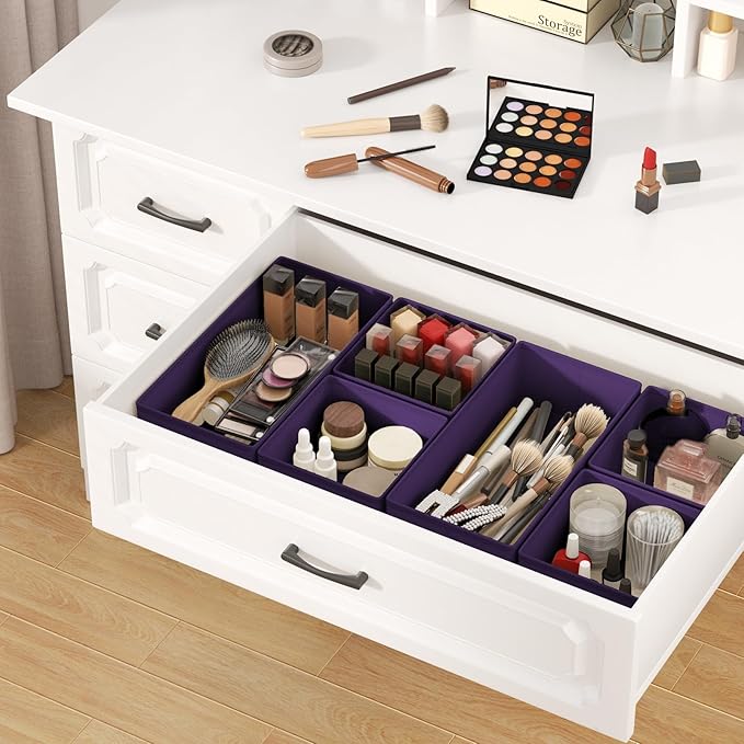 Drawer Organizer Clothes, 12 Pack Dresser Organizer, Purple