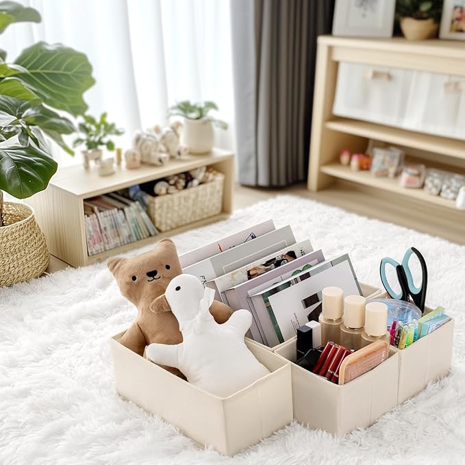 Drawer Organizer Clothes, 10 Pack Dresser Organizer for Baby Clothes, Beige