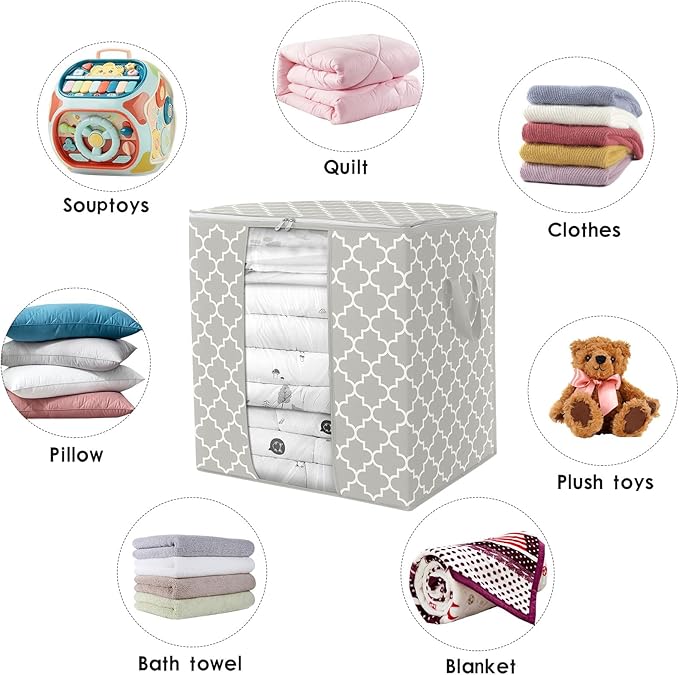 Storage Bags 4 Pack/100L Large Blanket Clothes Organization and Storage, Lvory