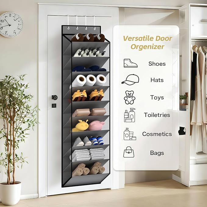 10 Tiers Mesh Over Door Shoe Organizer Storage, Grey