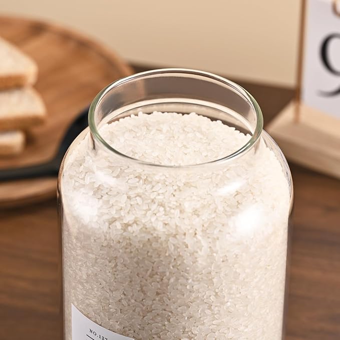 2 Pack Large Glass Storage Jars with Airtight Bamboo Lids, 95 FL OZ/2800 ml, Perfect for Kitchen Counter & Pantry Storage – Ideal for Flour, Sugar, Coffee, Rice, Nuts and More,