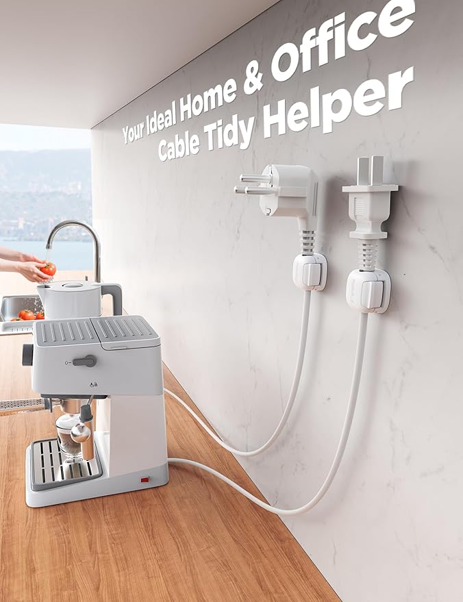 6Pack Cord Organizer, Chfeila Compact Dual Spring & Clasp Lock Cable Management Clips, Adhesive Phone Charger Keeper, Cord Holder for Nightstand/Wall/Car, Home Office Desk Accessories Cute Dorm Decor